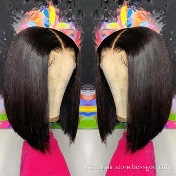 Wholesale Raw Remy Mink Brazilian Straight Virgin Cuticle Aligned Lace Front 10 Short Bob 100% Human Hair Wigs For Black Women